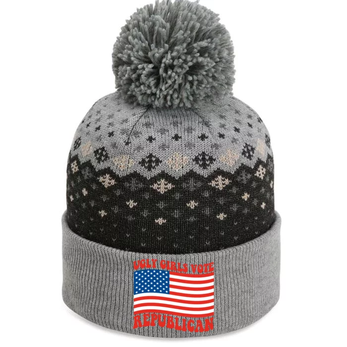 Ugly Girls Vote Republican Usa Flag The Baniff Cuffed Pom Beanie