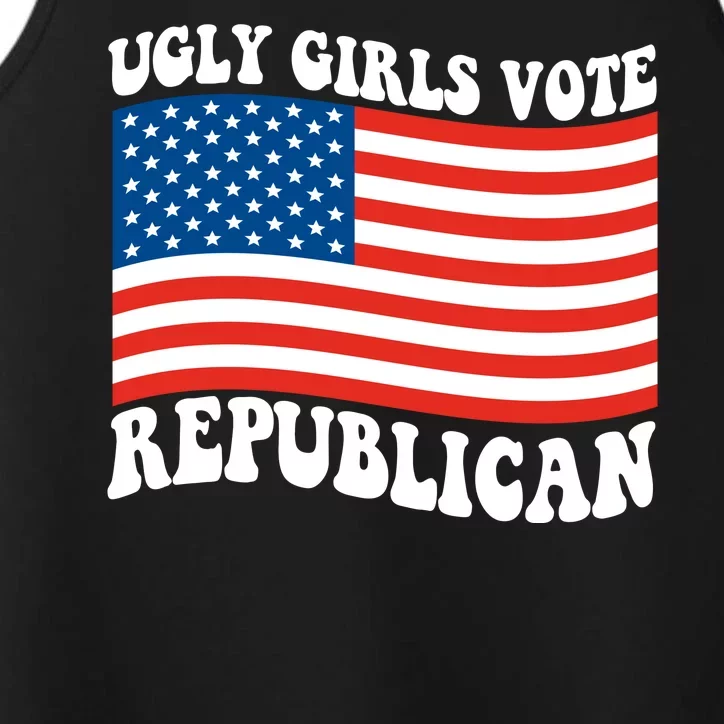 Ugly Girls Vote Republican Usa Flag Performance Tank