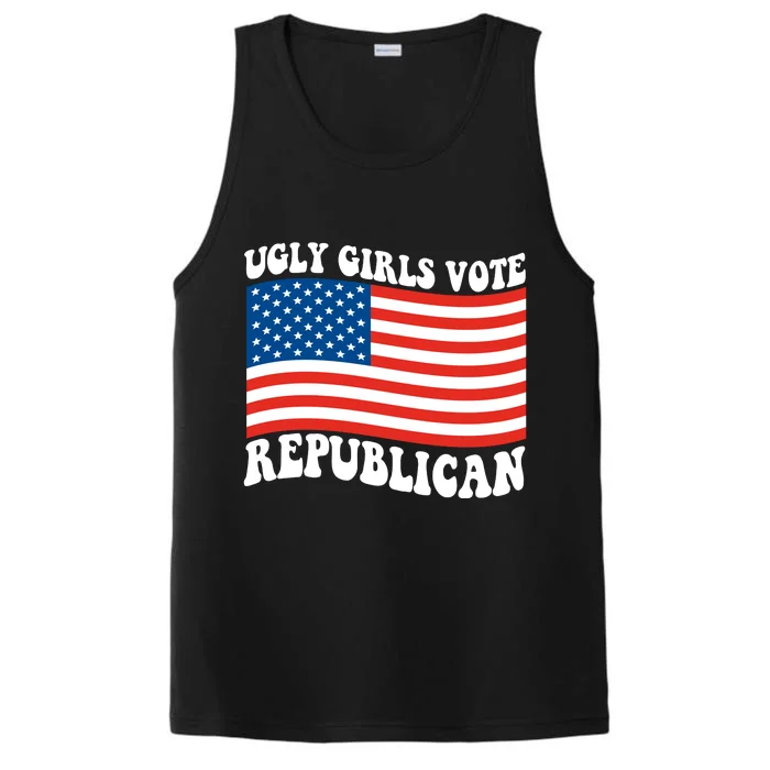 Ugly Girls Vote Republican Usa Flag Performance Tank