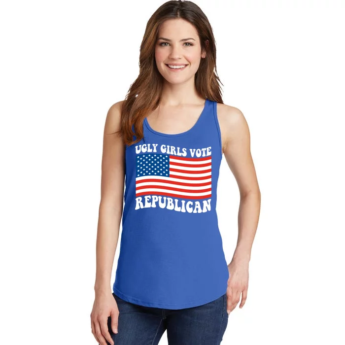 Ugly Girls Vote Republican Usa Flag Ladies Essential Tank