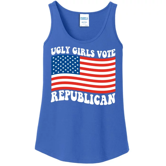 Ugly Girls Vote Republican Usa Flag Ladies Essential Tank