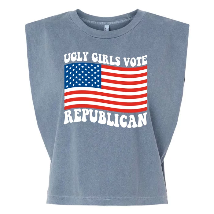 Ugly Girls Vote Republican Usa Flag Garment-Dyed Women's Muscle Tee