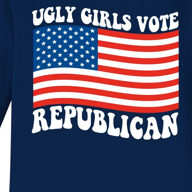 Ugly Girls Vote Republican Usa Flag Baby Long Sleeve Bodysuit