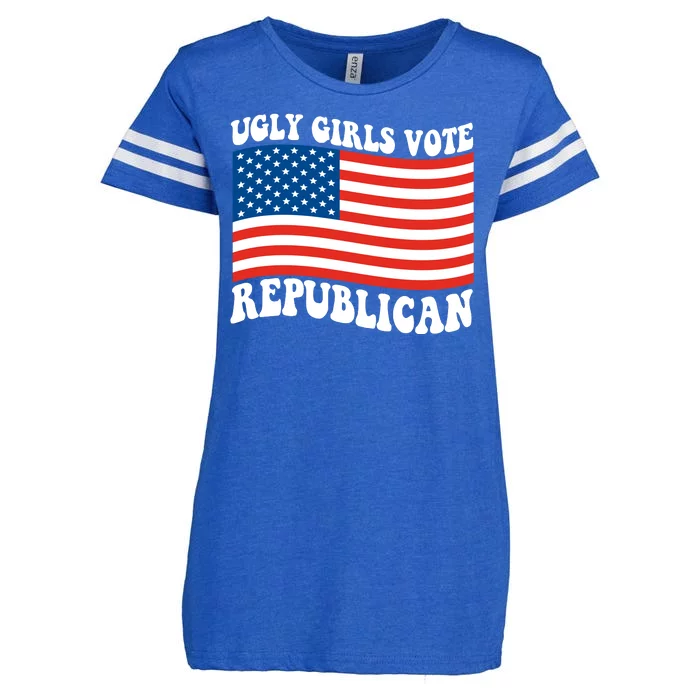 Ugly Girls Vote Republican Usa Flag Enza Ladies Jersey Football T-Shirt