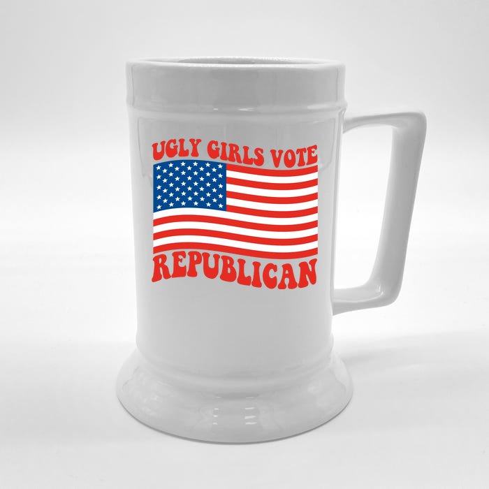 Ugly Girls Vote Republican Usa Flag Front & Back Beer Stein