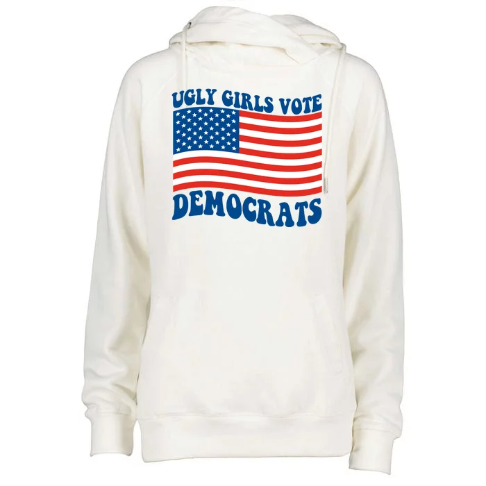 Ugly Girls Vote Democrats Usa Flag Womens Funnel Neck Pullover Hood