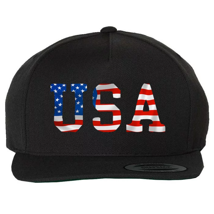 USA Gift Women Men Kids Patriotic American Flag July 4th Wool Snapback Cap