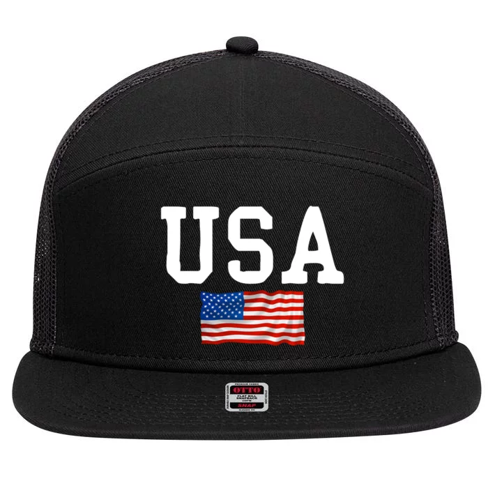 USA Gift Women Men Kids Patriotic American Flag July 4th 7 Panel Mesh Trucker Snapback Hat