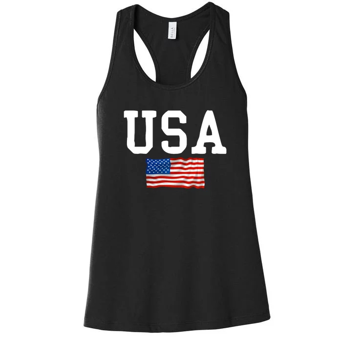 USA Gift Women Men Kids Patriotic American Flag July 4th Women's Racerback Tank