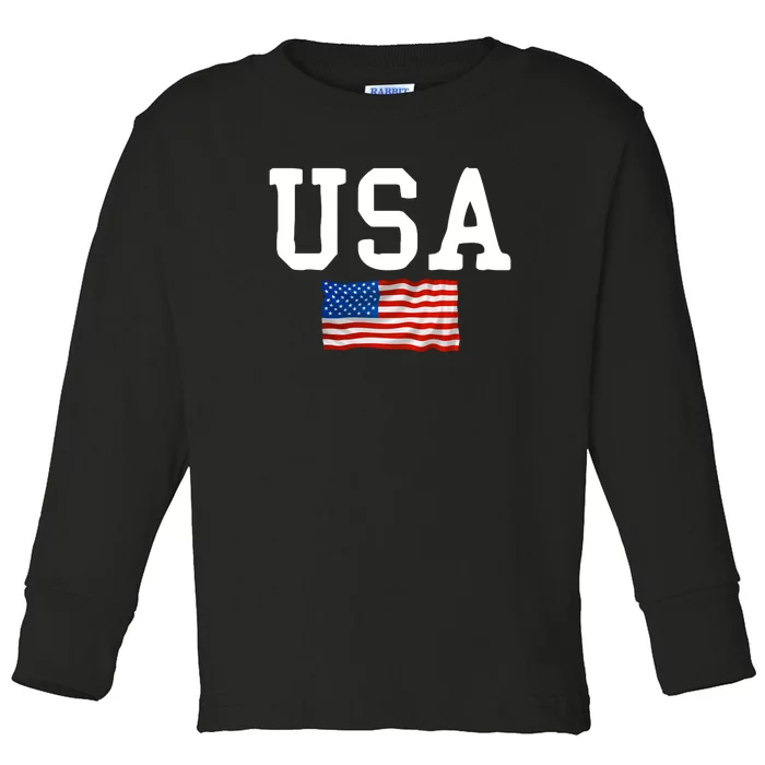 USA Gift Women Men Kids Patriotic American Flag July 4th Toddler Long Sleeve Shirt