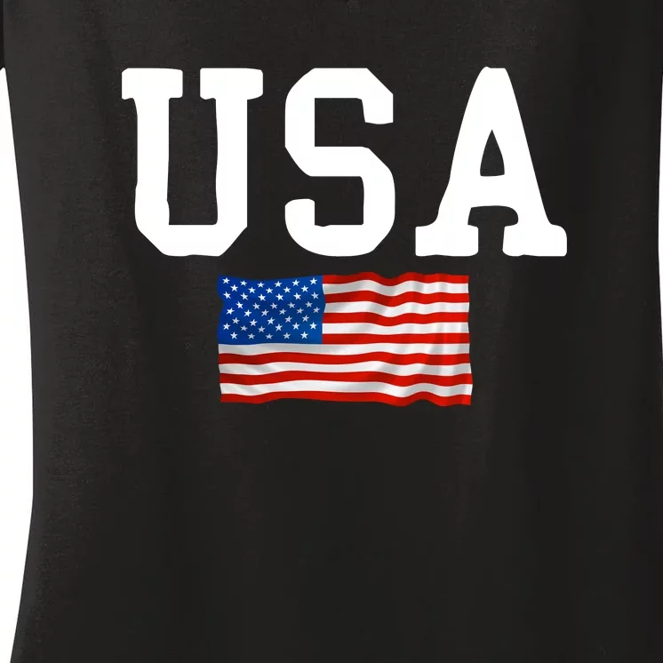 USA Gift Women Men Kids Patriotic American Flag July 4th Women's V-Neck T-Shirt