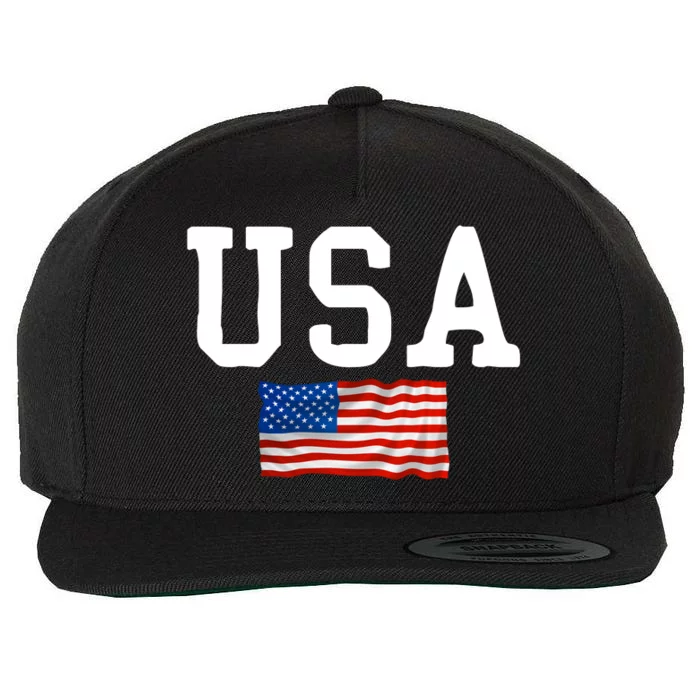 USA Gift Women Men Kids Patriotic American Flag July 4th Wool Snapback Cap