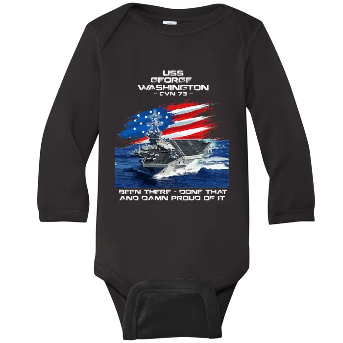 Uss George Washington Cvn 73 Aircraft Carrier Veteran Xmas Baby Long Sleeve Bodysuit