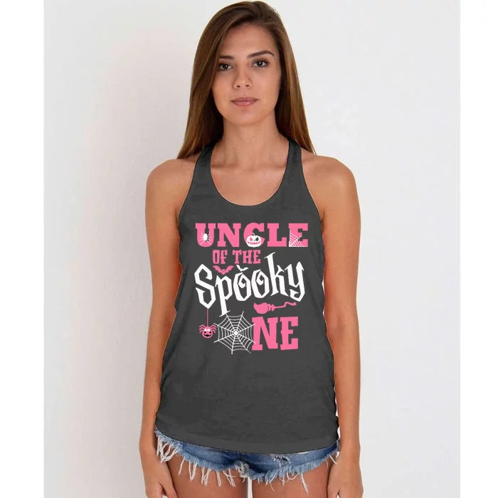 Uncle Halloween 1st Birthday Matching Family Spooky One Women's Knotted Racerback Tank