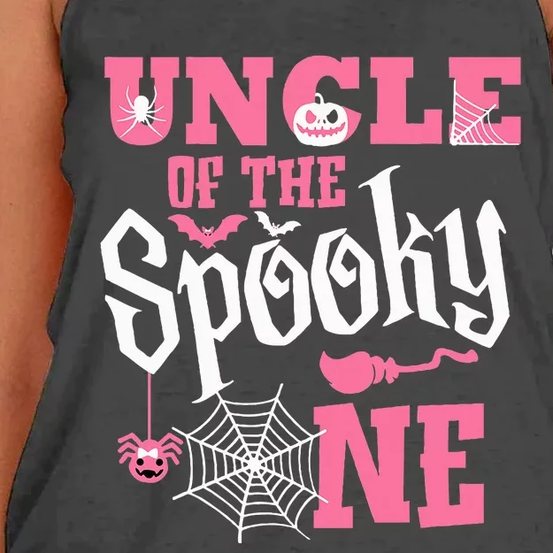 Uncle Halloween 1st Birthday Matching Family Spooky One Women's Knotted Racerback Tank