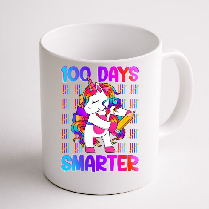 Unicorn Happy 100 Days Of School Smarter Brighter Tie Dye Gift Front & Back Coffee Mug