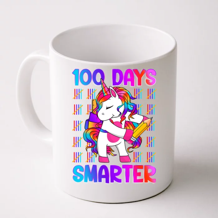 Unicorn Happy 100 Days Of School Smarter Brighter Tie Dye Gift Front & Back Coffee Mug