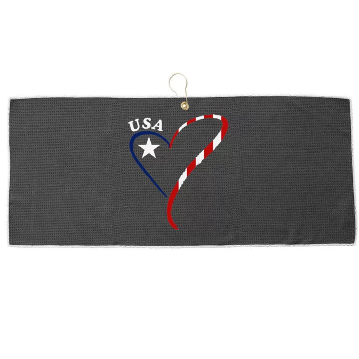 Usa Heart American Flag 4th Of July Patriotic Pride Large Microfiber Waffle Golf Towel