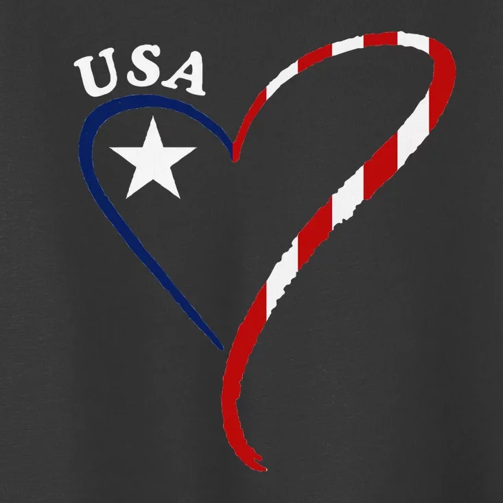 Usa Heart American Flag 4th Of July Patriotic Pride Toddler T-Shirt