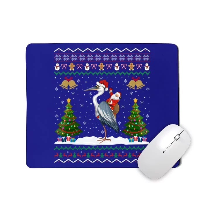 Ugly Heron Bird Xmas Gift Santa Riding Heron Christmas Funny Gift Mousepad