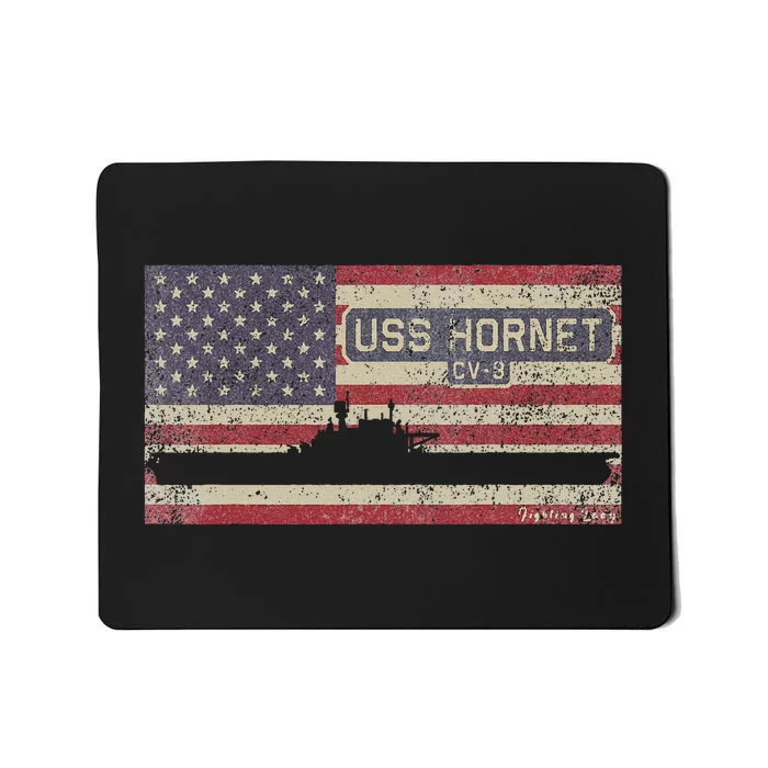 Uss Hornet Cv8 Ww2 Aircraft Carrier Usa American Flag Mousepad