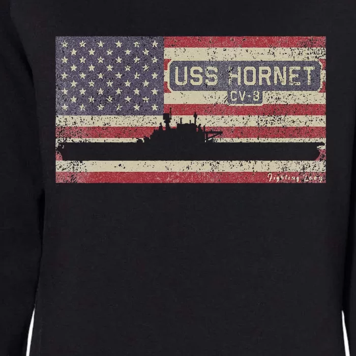 Uss Hornet Cv8 Ww2 Aircraft Carrier Usa American Flag Womens California Wash Sweatshirt