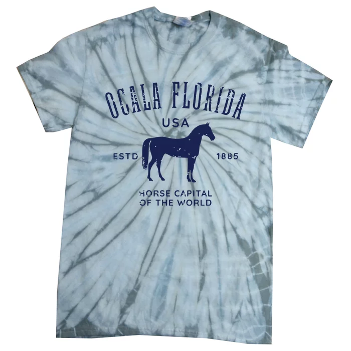 USA Horse Capital Distressed Equestrian Design Tie-Dye T-Shirt