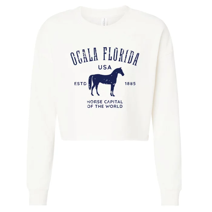 USA Horse Capital Distressed Equestrian Design Cropped Pullover Crew