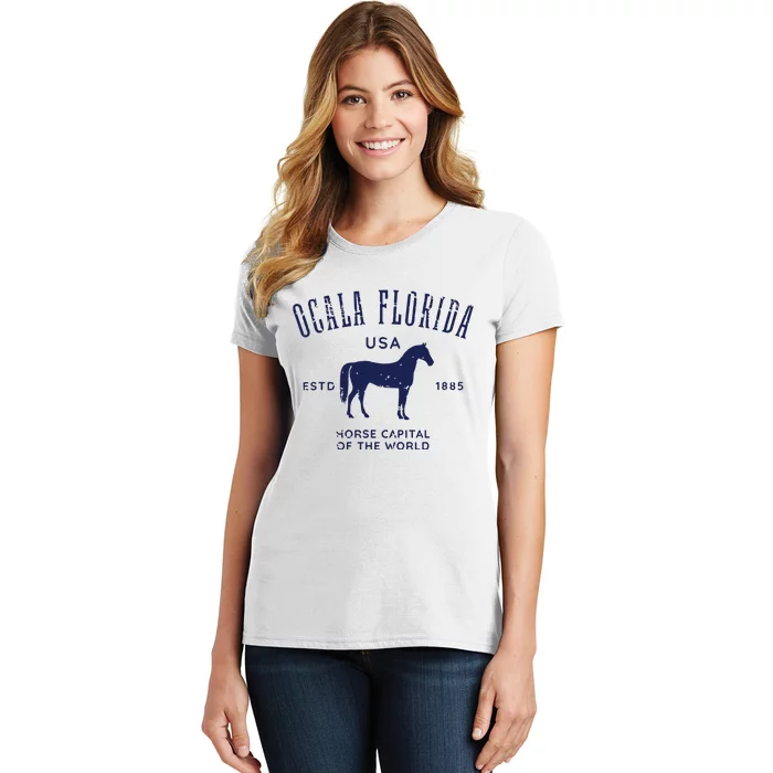 USA Horse Capital Distressed Equestrian Design Women's T-Shirt