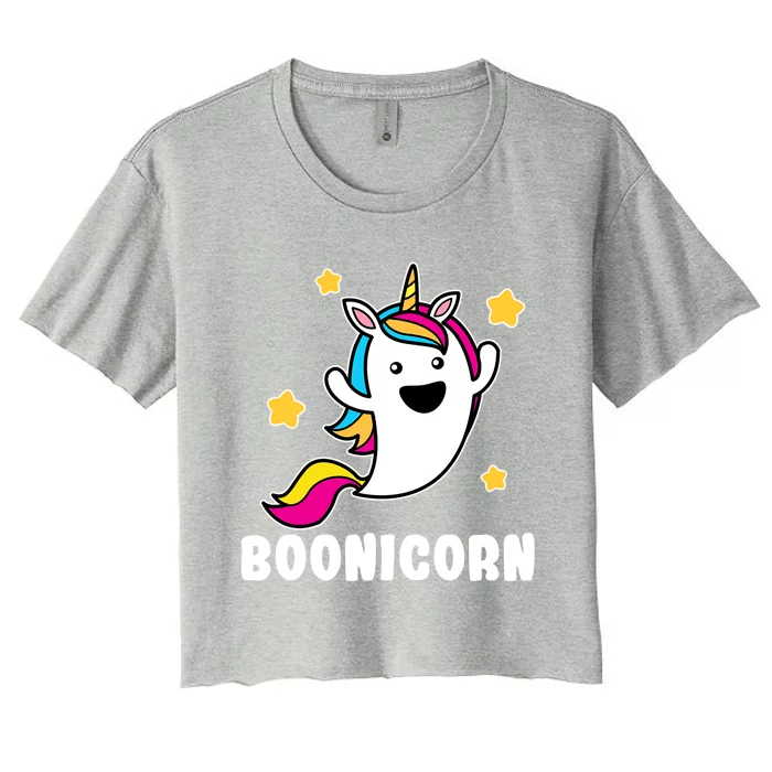 Unicorn Halloween Costume Boonicorn Unicorn Ghost Gift Women's Crop Top Tee