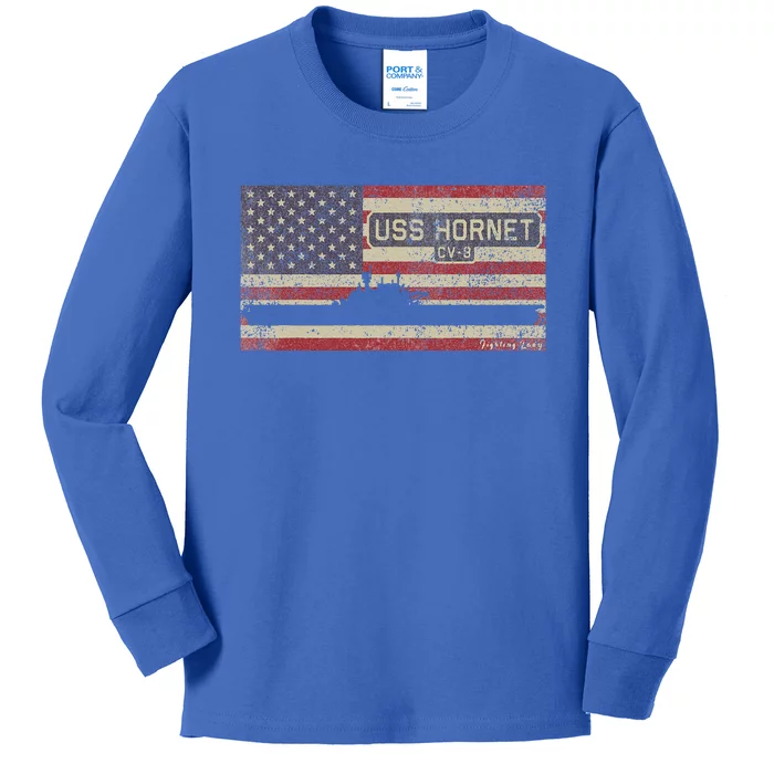 Uss Hornet Cv8 Ww2 Aircraft Carrier Usa Kids Long Sleeve Shirt