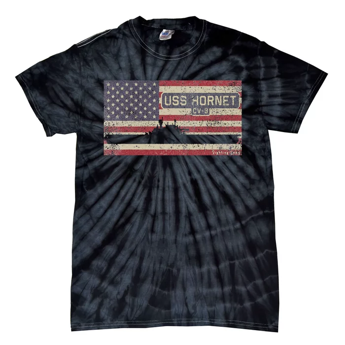 Uss Hornet Cv8 Ww2 Aircraft Carrier Usa American Flag Tie-Dye T-Shirt