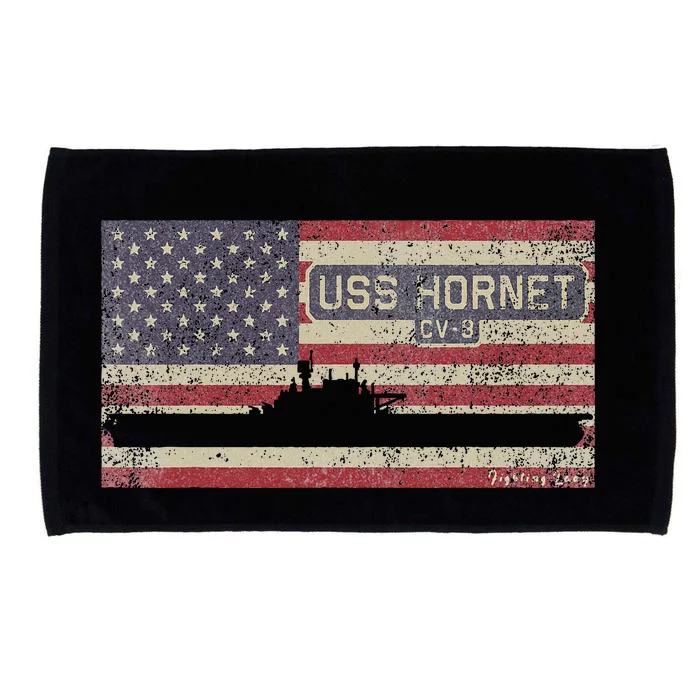 Uss Hornet Cv8 Ww2 Aircraft Carrier Usa American Flag Microfiber Hand Towel