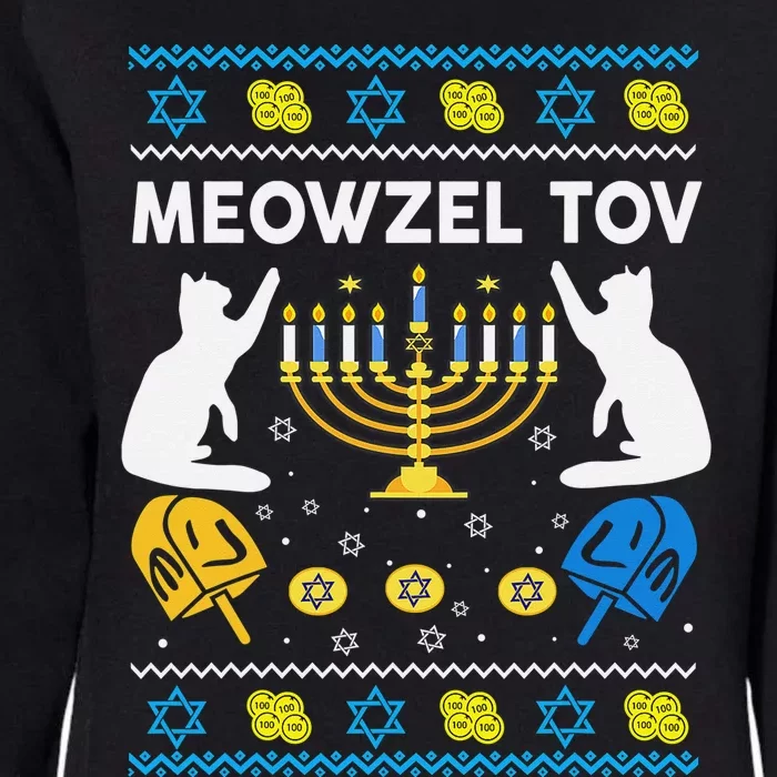 Ugly Hanukkah Cat Sweater Meowzel Tov Funny Womens California Wash Sweatshirt