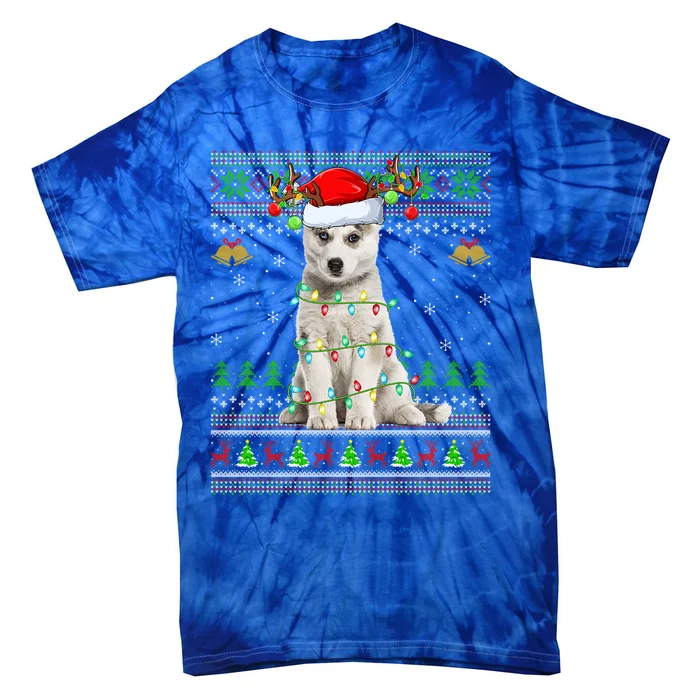 Ugly Husky Dog Xmas Lighting Santa Husky Christmas Gift Tie-Dye T-Shirt