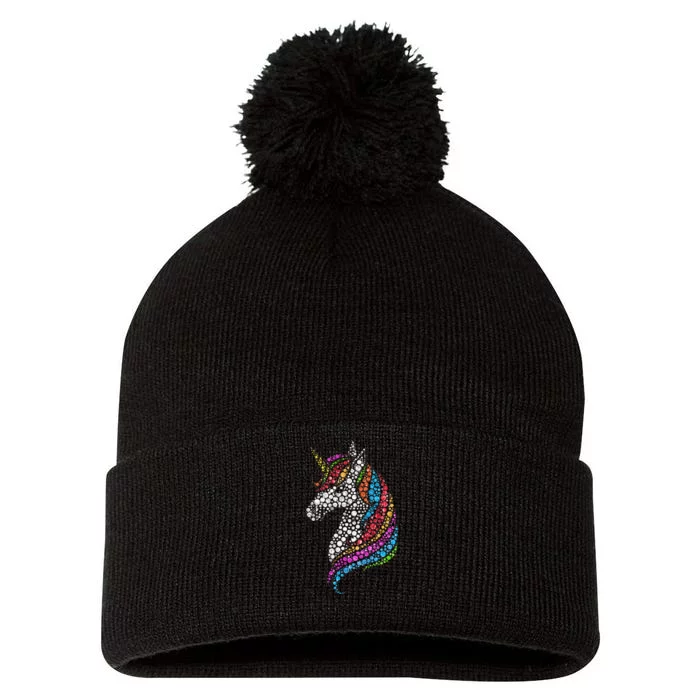 Unicorn Happy Dot Day Pom Pom 12in Knit Beanie