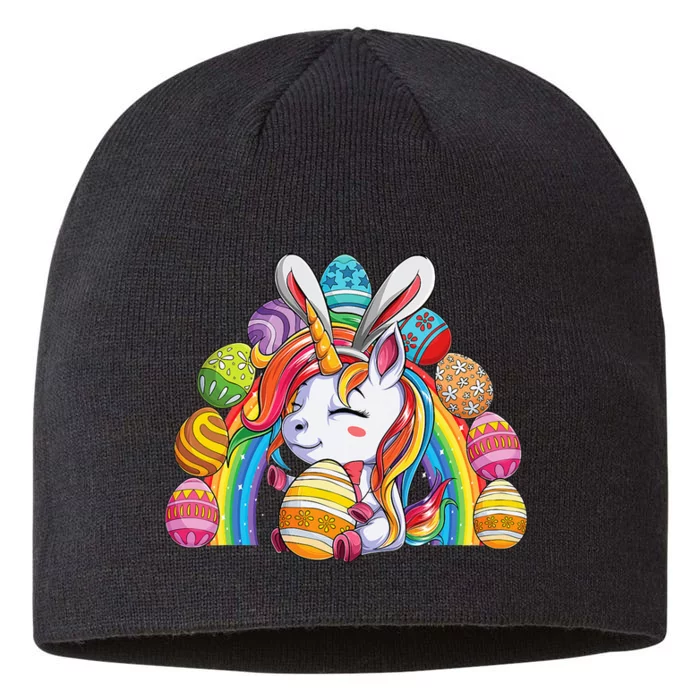 Unicorn Happy Easter Day Bunny Rainbow Egg 8 1/2in Sustainable Knit Beanie