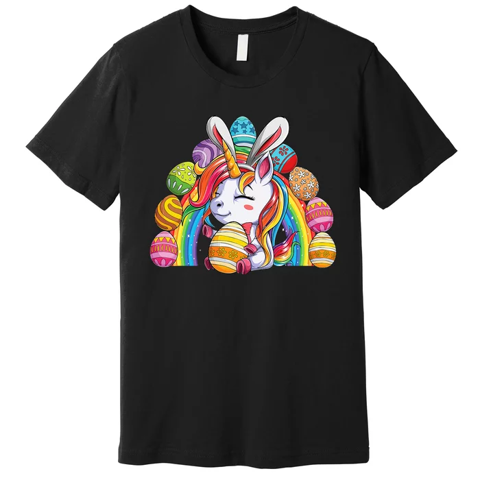 Unicorn Happy Easter Day Bunny Rainbow Egg Premium T-Shirt