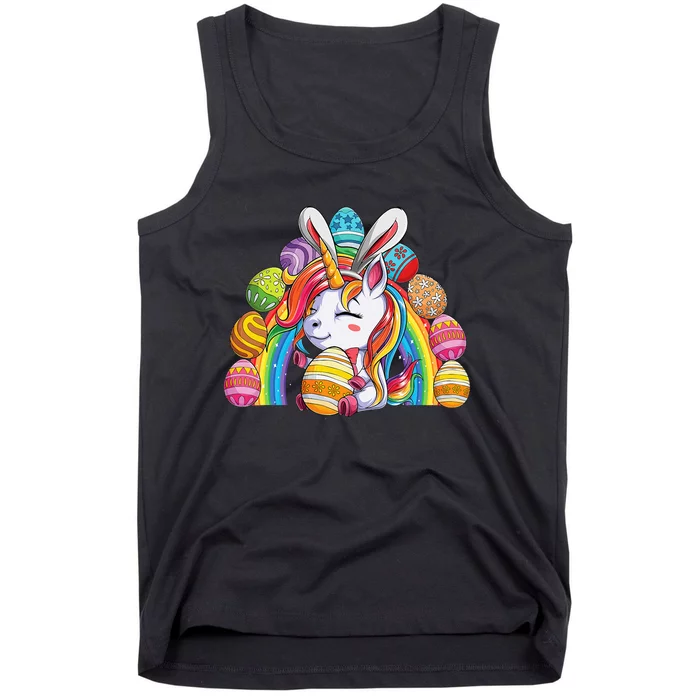 Unicorn Happy Easter Day Bunny Rainbow Egg Tank Top