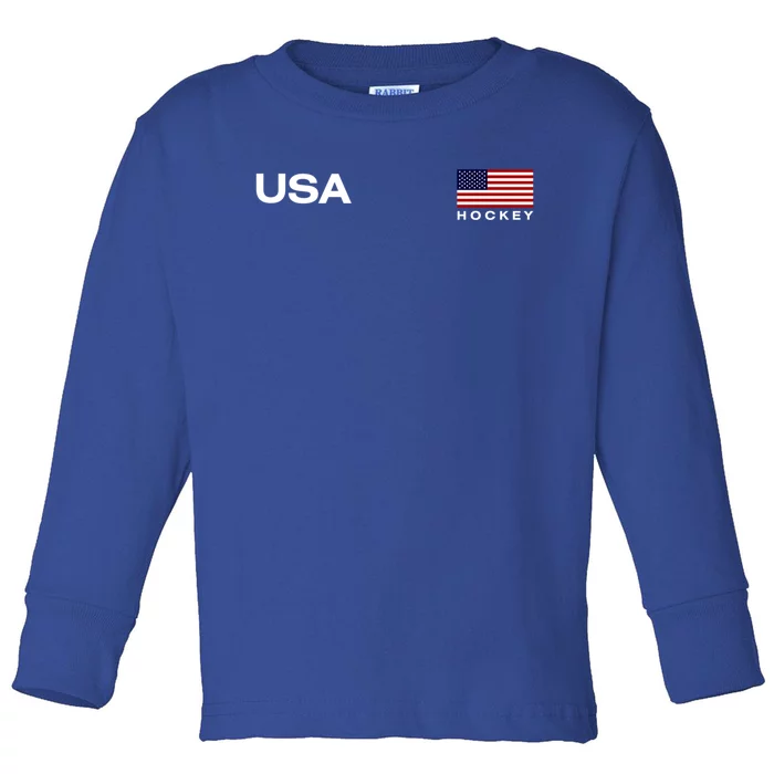 Usa Hockey Flag Gift Toddler Long Sleeve Shirt