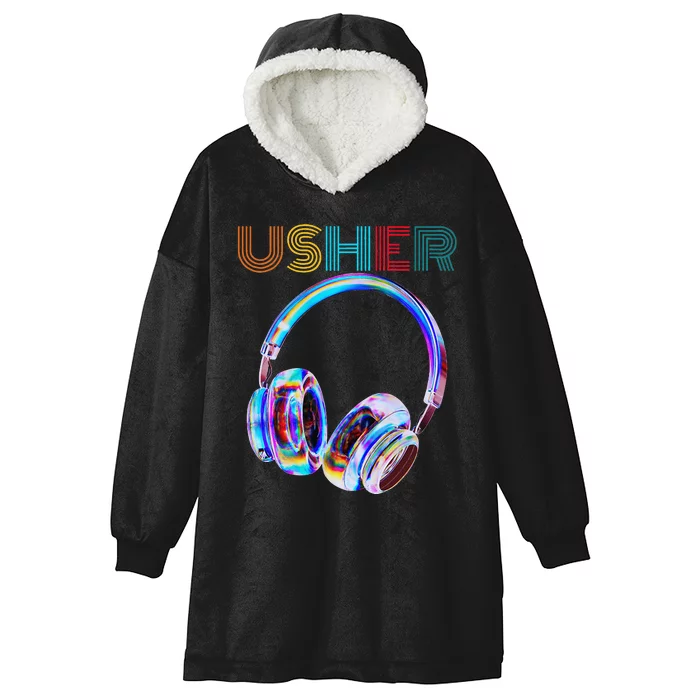 U.S.H.E.R Hiphop Fan Music Headphone Vintage Design Hooded Wearable Blanket