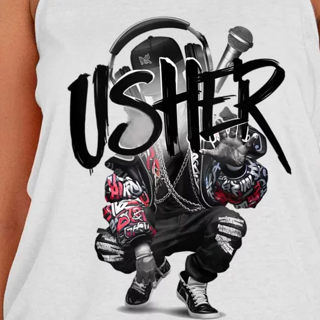 Usher Hiphop Fan Real Music Women's Knotted Racerback Tank