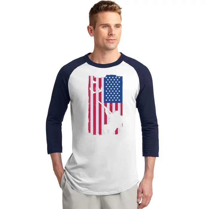 USA Hunting Flag Baseball Sleeve Shirt