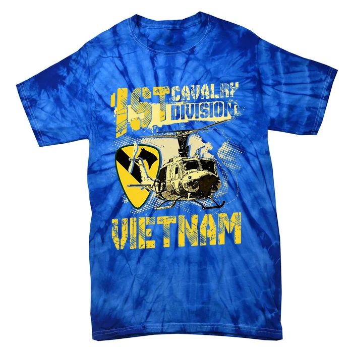 Uh1 Huey Helicopter 1st Cavalry Division Vietnam Veteran Tie-Dye T-Shirt