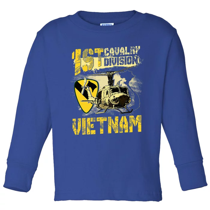 Uh1 Huey Helicopter 1st Cavalry Division Vietnam Veteran Toddler Long Sleeve Shirt