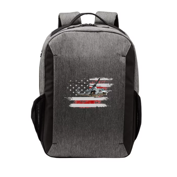 UH1 Huey Helicopter USA American Flag Helicopter Pilot Gifts Vector Backpack