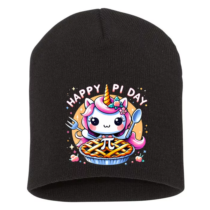 Unicorn Happy Pi Day Spiral Pi Math Funny Pi Day 3.14 Short Acrylic Beanie