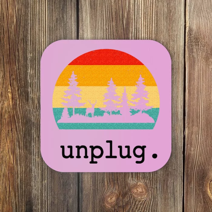 Unplug. Hiking Retro Nature Summer Vacation Hiker Coaster