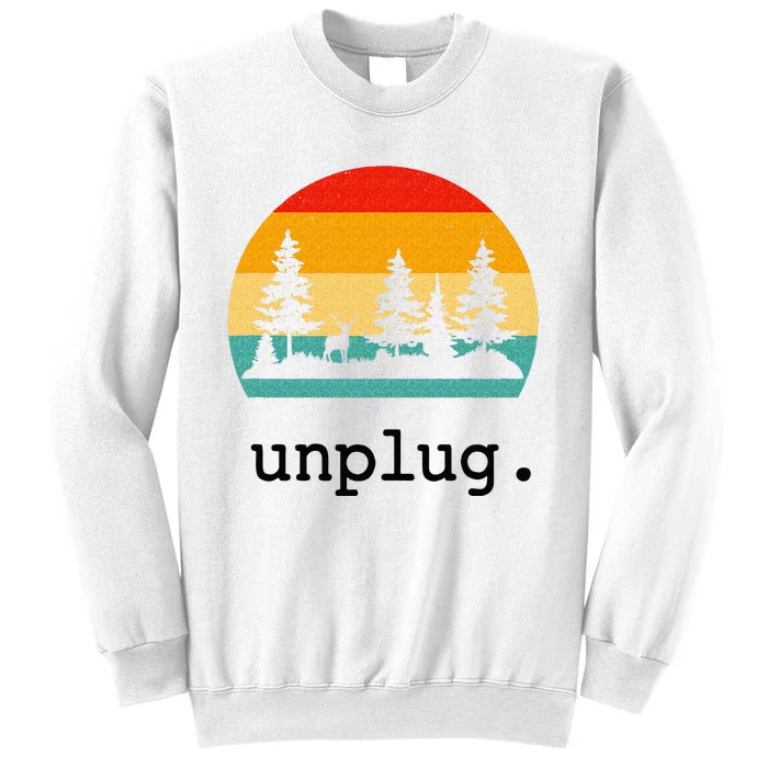 Unplug. Hiking Retro Nature Summer Vacation Hiker Sweatshirt