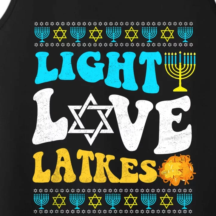 Ugly Hanukkah Sweater - Light Love Latkes Chanukah Jewish Performance Tank